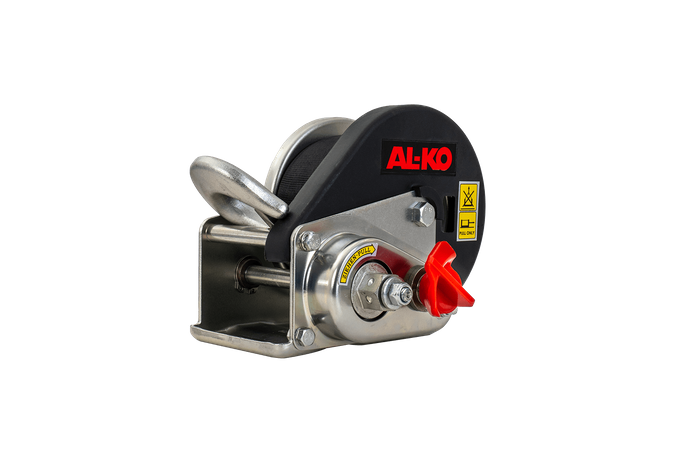 Cabrestante, cabrestante manual para grúa remolque AL-KO de 450kg con correa de 6m, freno y desenrollado automático