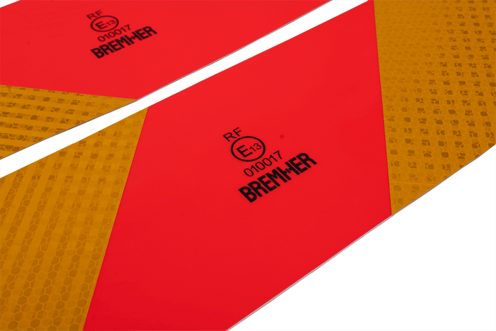 Pegatinas, pegatinas reflectantes, cortas HERMON, placas de señalización para vehículos pesados, 565x132 mm, izquierda+derecha