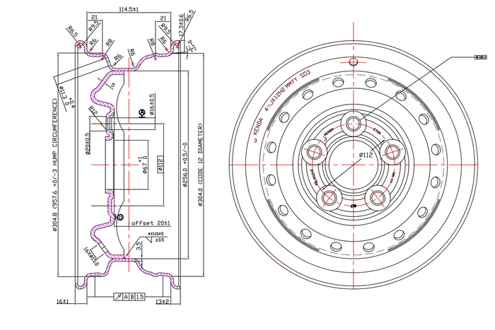Rueda reforzada para remolque TIRE KENDA 155/70 R12C 104/102N KENDA RIM 4.5Jx12"H2 5x112 ET:20