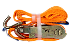 Juego de cuatro correas de transporte UNITRAILER de 2 m/35 mm/2 t de color naranja con tensor.