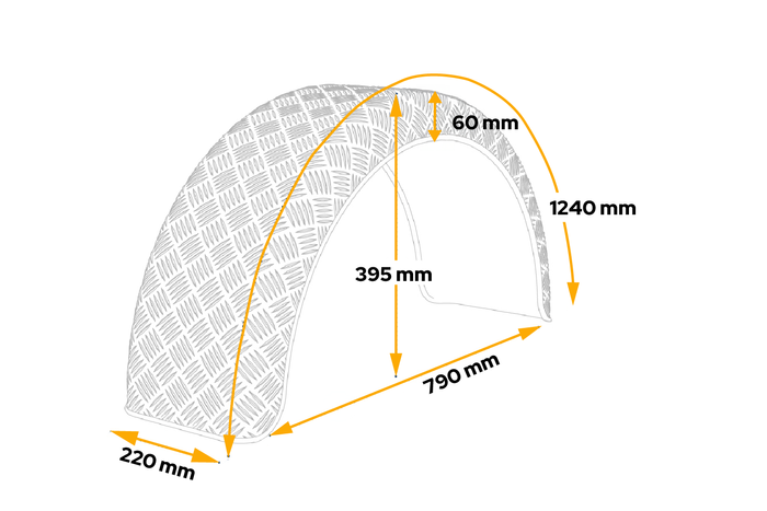 Guardabarros de remolque 15-16" DOMAR D29130 paso de rueda 790/220mm