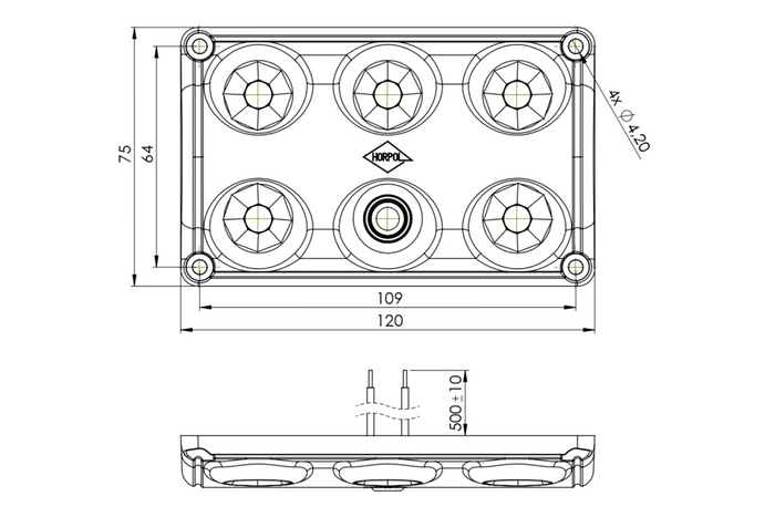 Lámpara LED HORPOL LWD2157/CZ de 900 lm para interior de coche, color negro, con interruptor y diodo rojo.