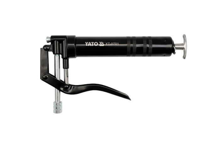 Pistola de engrase manual para cartuchos y bolsas YATO YT-0701 con dos boquillas de 120 ml.