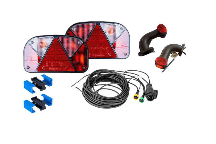 Juego de luces: luces traseras ASPÖCK + luces de posición laterales ASPÖCK + arnés MANTES 7m 13-PIN + conectores rápidos