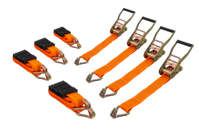 Juego de cuatro correas de transporte de 3 puntos con tensor para remolque UNITRAILER 3m/50mm/4t naranja