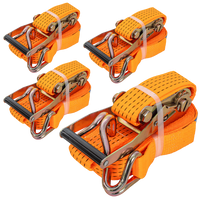 Juego de cuatro correas de transporte UNITRAILER de 8 m/50 mm/5 t de color naranja con tensor.
