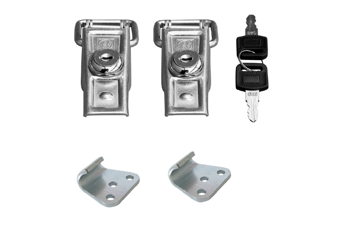 Juego de ganchos laterales con fijaciones WINTERHOFF BVS 60-1 + BVSG 60-A, cerradura lateral completa para remolque con llave