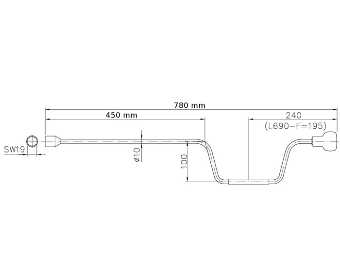 Manivela para soporte extensible AL-KO 1213048 para remolque 760mm 19mm