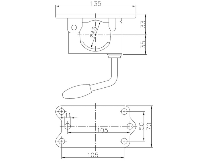 Abrazadera para rueda jockey hierro fundido 48 mm fortalecida Winterhoff
