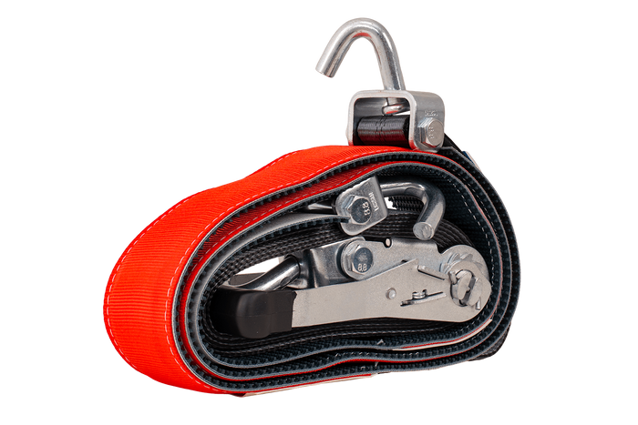 Correa de transporte para grúa HEFFA CARLINE 130, correa de sujeción de ruedas, 5 m/50 mm/5 t VDI 2700