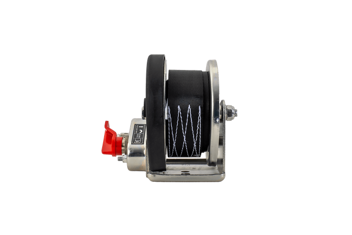 Cabrestante, cabrestante manual para grúa remolque AL-KO de 450kg con correa de 6m, freno y desenrollado automático