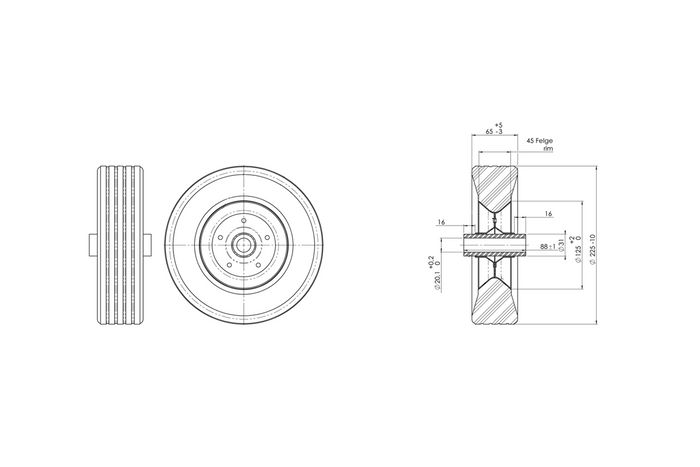 Rueda recambio para la rueda jockey AL-KO SB 225x70