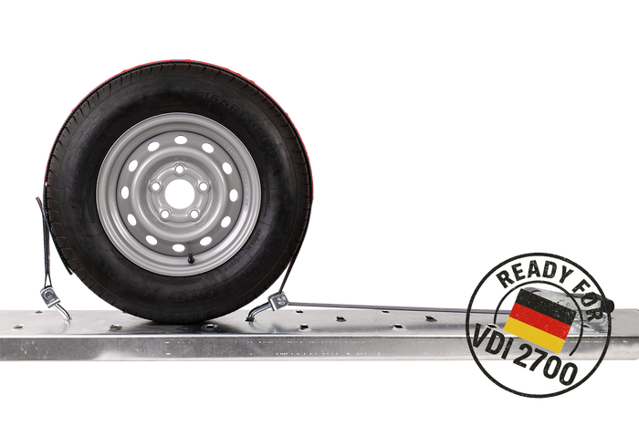 Juego de cuatro correas de transporte para remolque HEFFA CARLINE 130, correas de sujeción de ruedas 2,8 m/50 mm/5 t VDI 2700