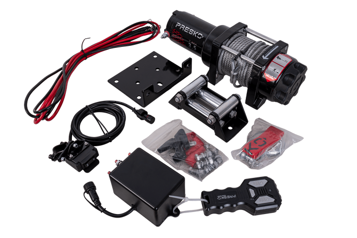 Cabrestante eléctrico para remolque PRESKO T-REX 3.5 12V 1590kg con cable de acero de 12m