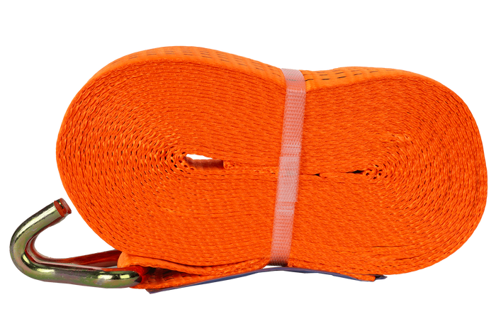 Juego de cuatro correas de transporte UNITRAILER de 12 m/50 mm/5 t de color naranja con tensor.