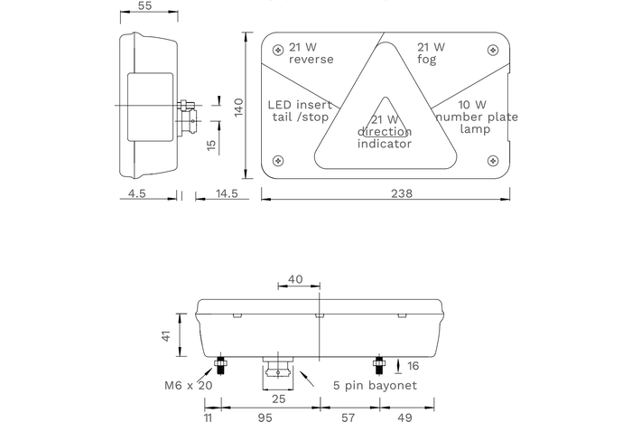 ASPÖCK Luz trasera LED Multipoint V, 6 funciones, izquierda