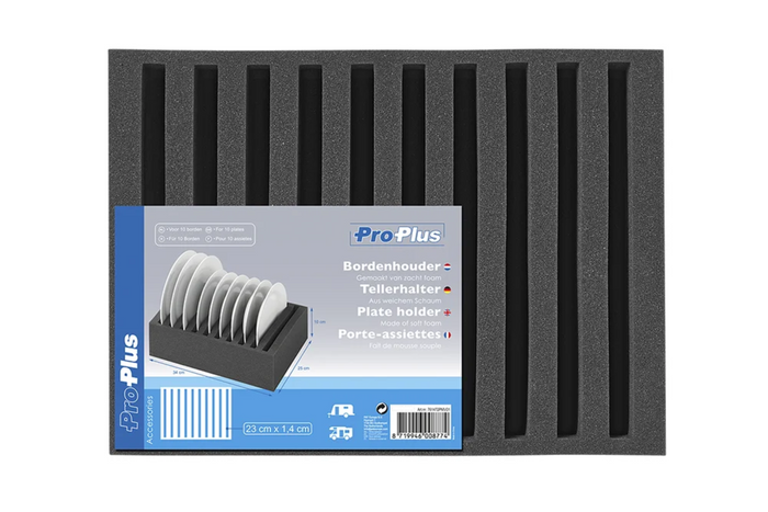 Soporte de espuma para platos de camping ProPlus 761472PMV01, con capacidad para 10 platos.