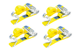 Juego de cuatro correas de transporte UNITRAILER amarillas de 4 m/35 mm/2 t con tensor.
