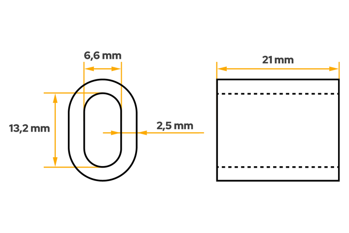Conector de aluminio para cuerdas DROMET ZLA.6, manguito para cuerdas de 6 mm