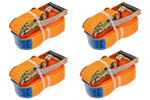 Juego de cuatro correas de transporte UNITRAILER de 10 m/50 mm/5 t de color naranja con tensor.