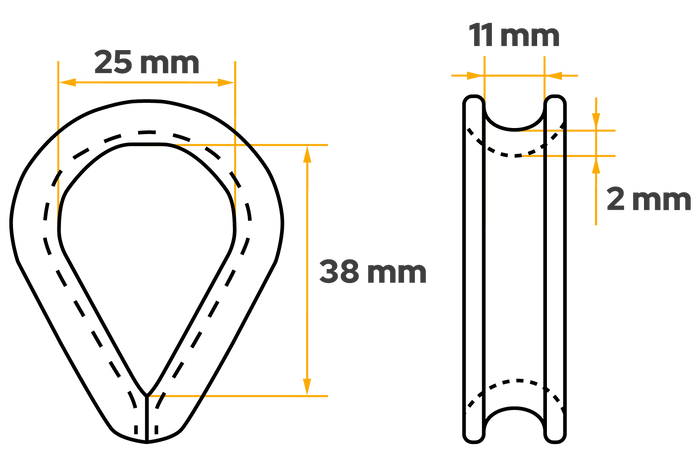 Guardacabos de cuerda DROMET KU10 de acero de 10 mm