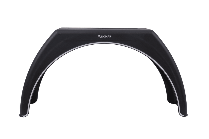 Guardabarros para remolque de 15-17,5" DOMAR DK3112, paso de rueda plano de 950/280 mm con embellecedor blanco.