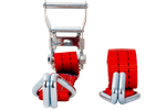 Juego de cuatro correas de transporte UNITRAILER rojas de 4 m/35 mm/2 t con tensor.