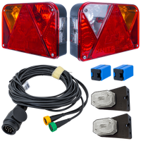 Juego de luces: luces traseras DOBPLAST DPT35 + luces de posición laterales ASPÖCK FLEXIPOINT I + arnés MANTES 5,2 m 13PIN