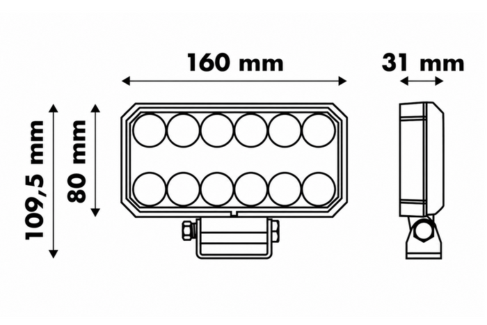 Reflector de lámpara de trabajo LED LAYTZ LY7304, 66 LED, 5800 lm, rectangular.