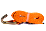 Juego de cuatro correas de transporte UNITRAILER de 3 m/50 mm/5 t de color naranja con tensor.