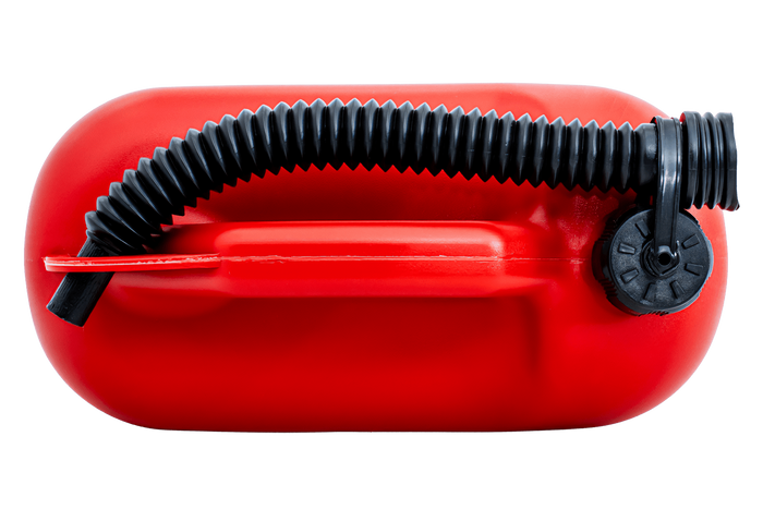 Bidón de plástico HERMON de 10 l con embudo, color rojo