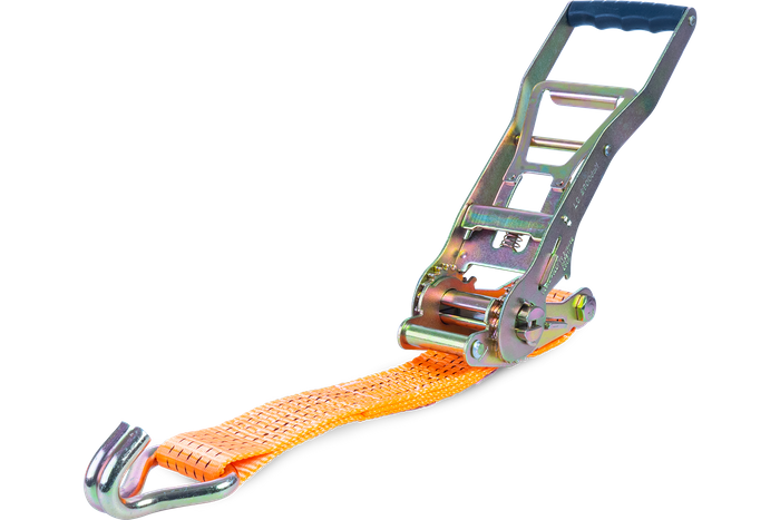 Cinta transportadora UNITRAILER ERGO de 8 m/50 mm/5 t de color naranja con tensor.