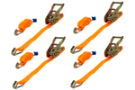 Juego de cuatro correas de transporte UNITRAILER de 6 m/25 mm/1 t de color naranja con tensor.