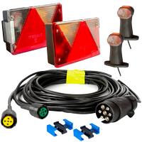 Juego de luces: luces traseras ASPÖCK + luces de posición laterales ASPÖCK + arnés MANTES 4,5 m 7PIN + conectores rápidos