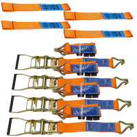 Sujeción de cinturones de transporte con tensor y tirantes para grúa UNITRAILER, juego de 4x cinturón 3M/50mm/4T y arnés de 40cm