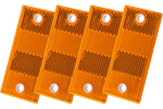 Set: cuatro reflectores rectangulares amarillos 90x40 mm con agujeros
