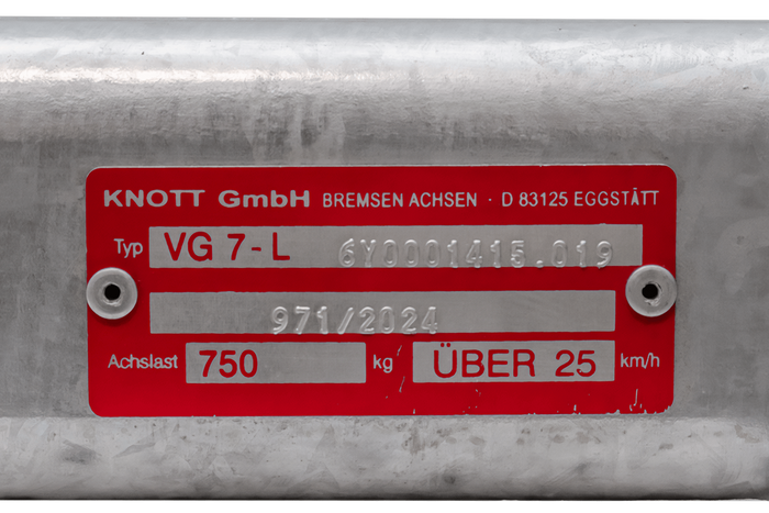 KNOTT VG7-L eje sin freno para remolque 750kg 1260mm 1565mm 4x100