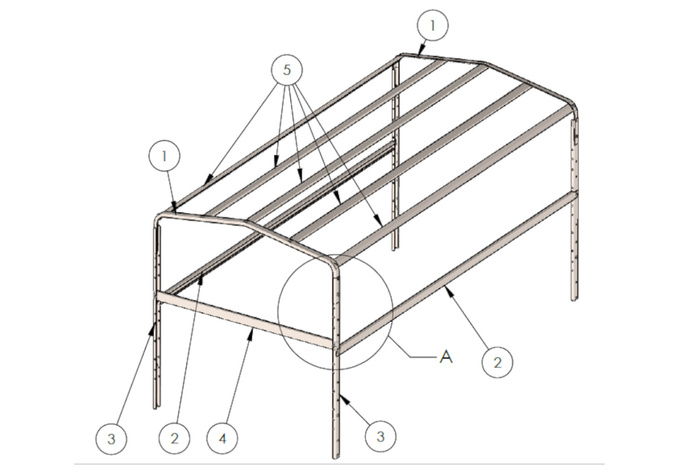 Bastidor H-1100 para cubierta de lona del remolque UNITRAILER GARDEN TRAILER 264 y 264/2KIPP