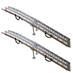 Rampas plegables UNITRAILER ALR003 de aluminio para remolques de 221 cm y 680 kg con correa y soporte, juego de 2