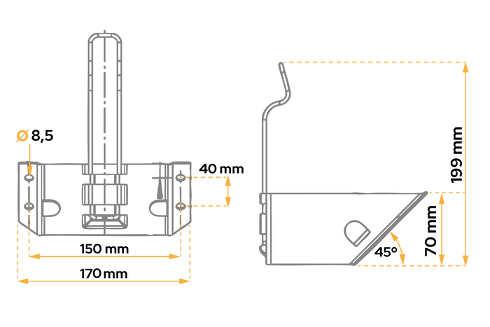 Calzo de rueda con soporte de montaje AL-KO UK36 h:161mm