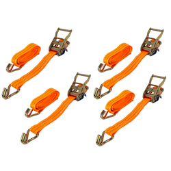 Juego de cuatro correas de transporte UNITRAILER de 8 m/35 mm/2 t de color naranja con tensor.