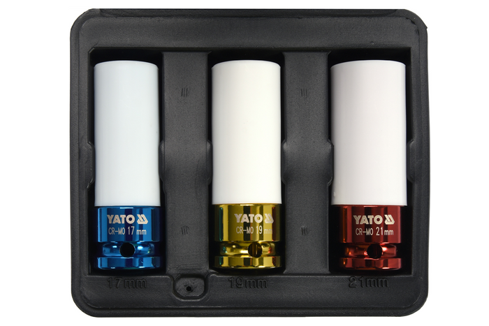 Vasos de impacto para llantas de aluminio YATO YT-1056 17-21mm 3uds.