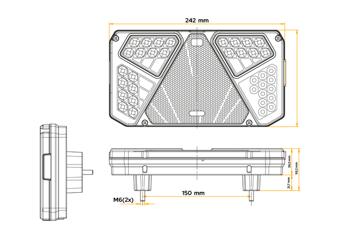 Luz trasera WAŚ W125L 6 funciones izquierda