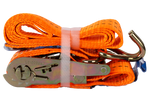 Juego de cuatro correas de transporte UNITRAILER de 2 m/35 mm/2 t de color naranja con tensor.