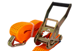 Juego de cuatro correas de transporte UNITRAILER de 5 m/50 mm/5 t de color naranja con tensor.