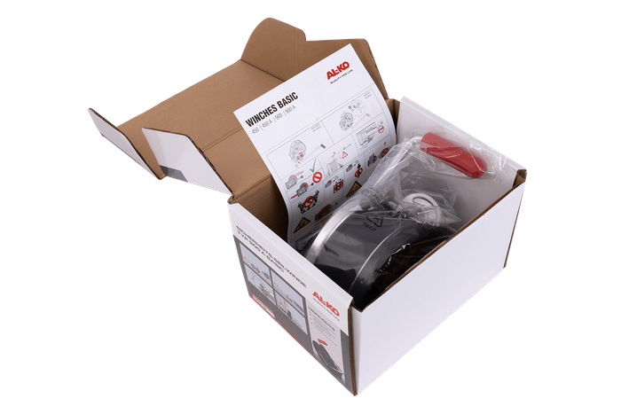 Cabrestante, cabrestante manual para grúa remolque AL-KO de 900kg con correa de 7m, freno y desenrollado automático