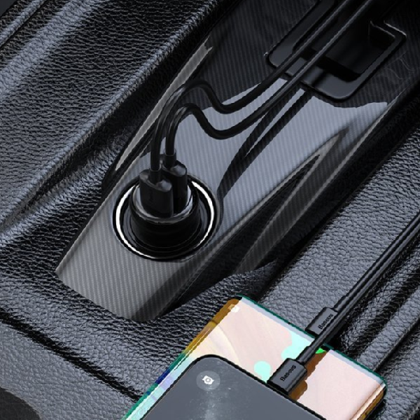 Transmisor FM BASEUS T tipo S-16 con Bluetooth 5.0, reproductor MP3 y cargador para coche con 2 puertos USB.