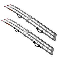 Rampas plegables UNITRAILER ALR002 de aluminio para remolques de 221 cm y 680 kg con correa, juego de 2