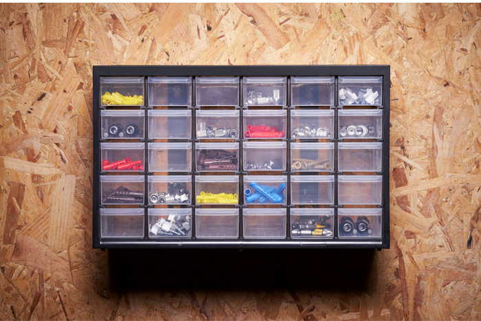 Organizador de taller con 30 cajones, armario STANLEY OPP de 365x225 mm.
