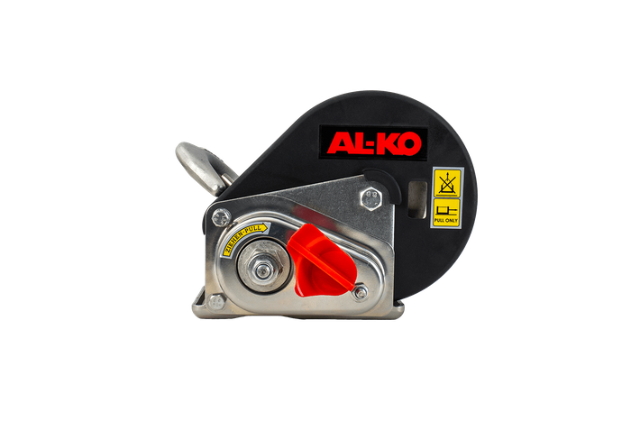 Cabrestante, cabrestante manual para grúa remolque AL-KO de 450kg con correa de 6m, freno y desenrollado automático